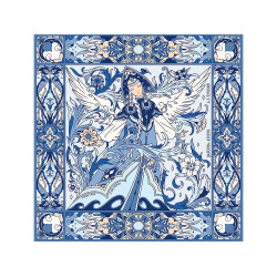 Платок Царевна-Лебедь 100% шелк, синий