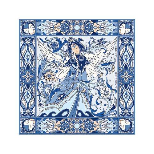 Платок Царевна-Лебедь 100% шелк, синий