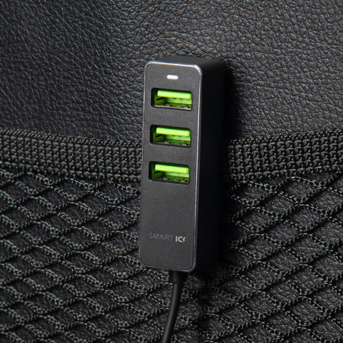 АЗУ 1 USB + 3 USB для пассажиров, QC 3.0, 7А, алюминий, графит, Deppa АЗУ 1 USB + 3 USB для пассажиров, QC 3.0, 7А, алюминий, графит, Deppa