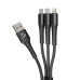 Дата-кабель Armor 3 в 1: micro USB, USB-C, Ligthning, 1.2м, черный, Deppa