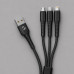Дата-кабель Armor 3 в 1: micro USB, USB-C, Ligthning, 1.2м, черный, Deppa