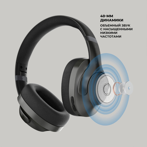 Беспроводные накладные наушники Stereo Ultra ANC, BT 5.4, ANC/ENC, 500мАч, черный, Deppa Беспроводные накладные наушники Stereo Ultra ANC, BT 5.4, ANC/ENC, 500мАч, черный, Deppa