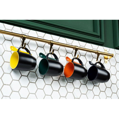 Кружка-хамелеон Melty с ложкой, черная с зеленым Кружка-хамелеон Melty с ложкой, черная с зеленым