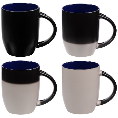 Кружка-хамелеон Melty с ложкой, черная с синим Кружка-хамелеон Melty с ложкой, черная с синим