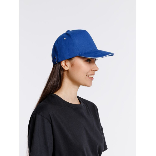 Бейсболка Classic, ярко-синяя с белым кантом