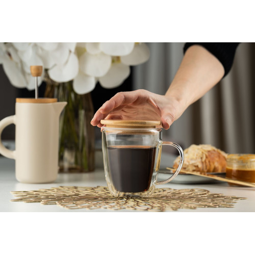 Кружка с двойными стенками Kupla с бамбуковой крышкой Кружка с двойными стенками Kupla с бамбуковой крышкой