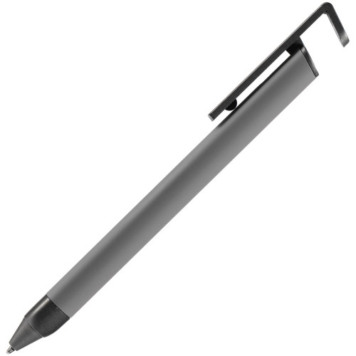 Ручка шариковая Standic с подставкой для телефона, серая Ручка шариковая Standic с подставкой для телефона, серая
