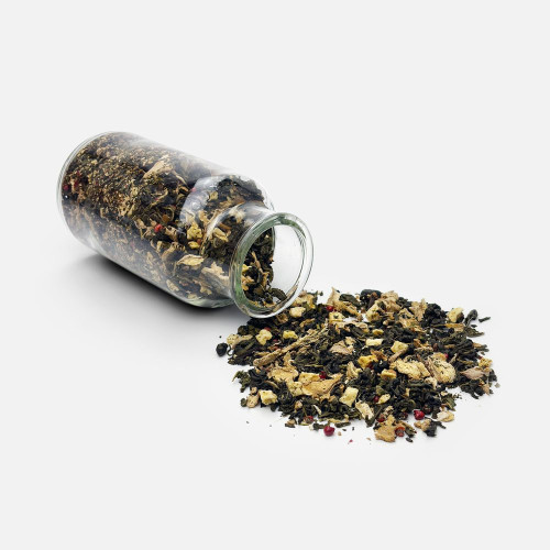 Чай «Сокочай», зеленый с соком имбиря, яблоком, гвоздикой и розовым перцем Чай «Сокочай», зеленый с соком имбиря, яблоком, гвоздикой и розовым перцем