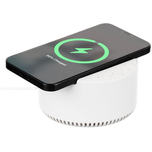 Bluetooth-колонка с беспроводной зарядкой relaxTime, белая Bluetooth-колонка с беспроводной зарядкой relaxTime, белая