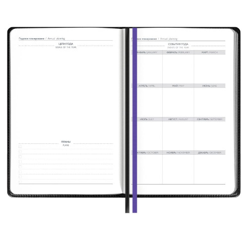 Ежедневник Alanis, недатированный, черный с фиолетовым