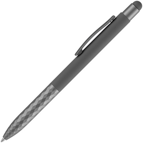 Ручка шариковая Digit Soft Touch со стилусом, серая Ручка шариковая Digit Soft Touch со стилусом, серая