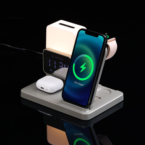 Зарядная станция с электронными часами и подсветкой Large Charge ver.3, серая Зарядная станция с электронными часами и подсветкой Large Charge ver.3, серая