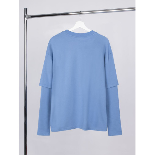 Футболка оверсайз с двойным рукавом Kosmos, синяя Футболка оверсайз с двойным рукавом Kosmos, синяя