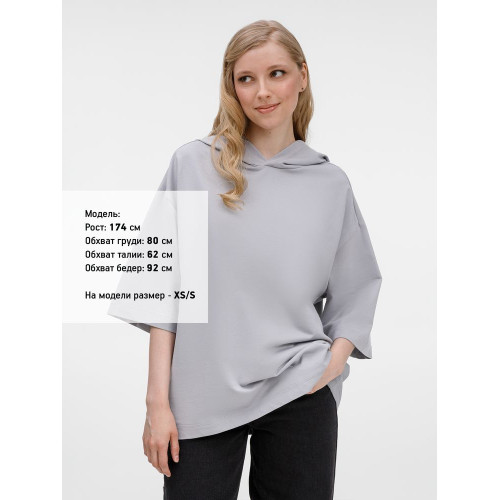 Футболка оверсайз унисекс с капюшоном Neofit, светло-серая Футболка оверсайз унисекс с капюшоном Neofit, светло-серая