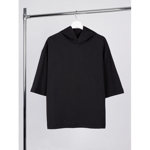 Футболка оверсайз унисекс с капюшоном Neofit, черная Футболка оверсайз унисекс с капюшоном Neofit, черная