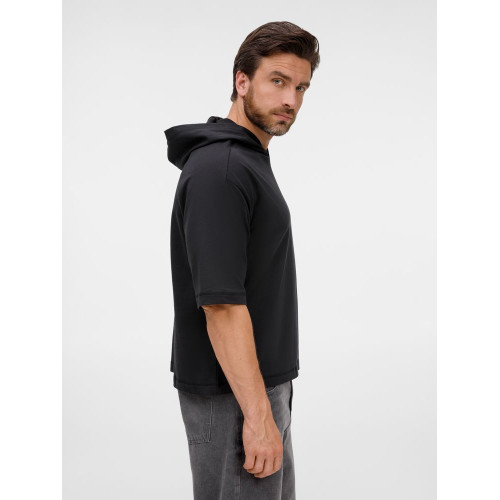 Футболка оверсайз унисекс с капюшоном Neofit, черная Футболка оверсайз унисекс с капюшоном Neofit, черная