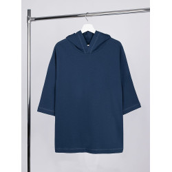 Футболка оверсайз унисекс с капюшоном Neofit, темно-синяя