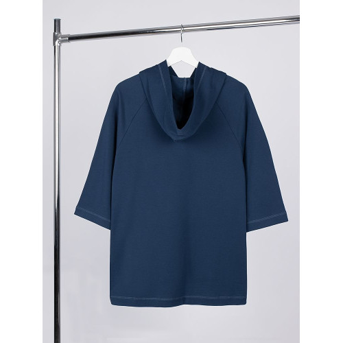 Футболка оверсайз унисекс с капюшоном Neofit, темно-синяя Футболка оверсайз унисекс с капюшоном Neofit, темно-синяя