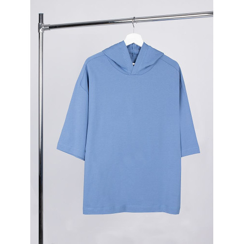 Футболка оверсайз унисекс с капюшоном Neofit, синяя Футболка оверсайз унисекс с капюшоном Neofit, синяя