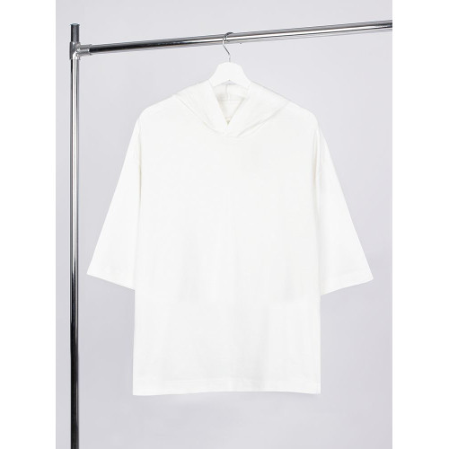 Футболка оверсайз унисекс с капюшоном Neofit, молочно-белая Футболка оверсайз унисекс с капюшоном Neofit, молочно-белая