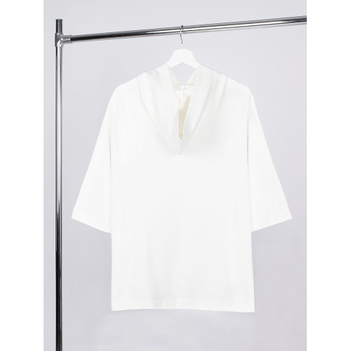 Футболка оверсайз унисекс с капюшоном Neofit, молочно-белая Футболка оверсайз унисекс с капюшоном Neofit, молочно-белая