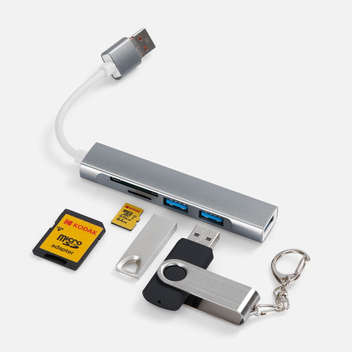 USB-хаб Slotto, серый USB-хаб Slotto, серый