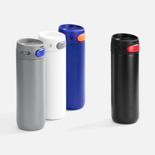 Термостакан X1 с цветной кнопкой, белый с серым Термостакан X1 с цветной кнопкой, белый с серым