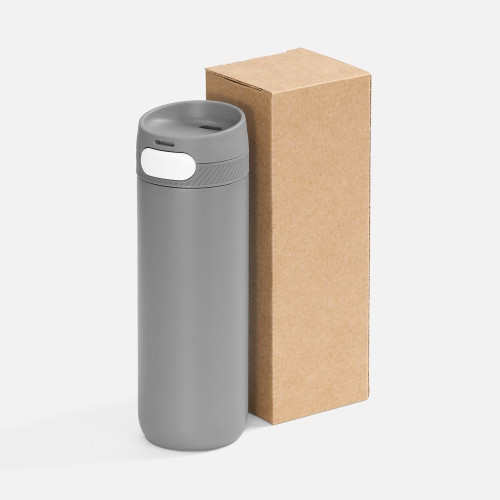 Термостакан X1 с цветной кнопкой, серый с белым Термостакан X1 с цветной кнопкой, серый с белым