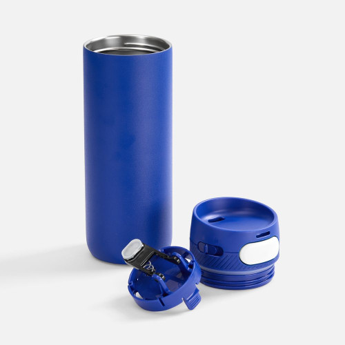 Термостакан X1 с цветной кнопкой, синий с белым Термостакан X1 с цветной кнопкой, синий с белым