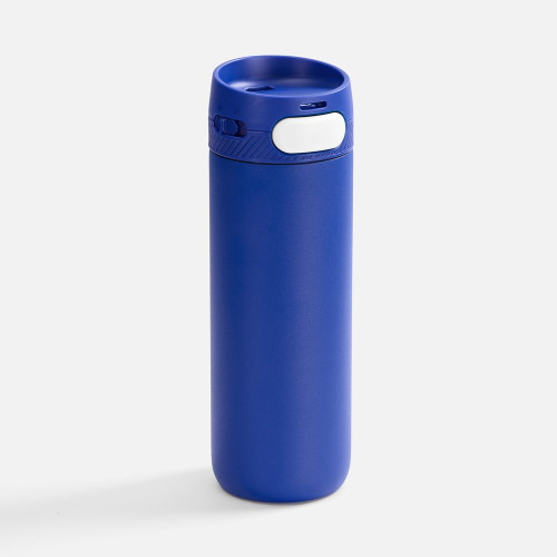 Термостакан X1 с цветной кнопкой, синий с белым Термостакан X1 с цветной кнопкой, синий с белым