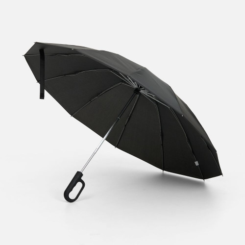 Зонт обратного сложения inLoop с ручкой-карабином, черный Зонт обратного сложения inLoop с ручкой-карабином, черный