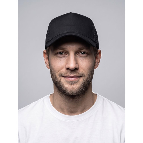 Бейсболка Basic с сеткой, черная Бейсболка Basic с сеткой, черная