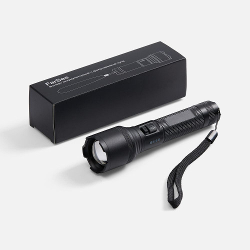 Фонарь аккумуляторный с фокусировкой луча FarSee, черный Фонарь аккумуляторный с фокусировкой луча FarSee, черный