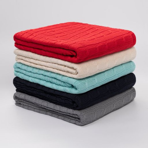 Плед Фадо (Fado) вязаный, темно-синий (без подарочной коробки)