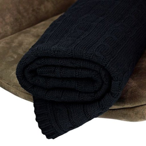 Плед Фадо (Fado) вязаный, темно-синий (без подарочной коробки)