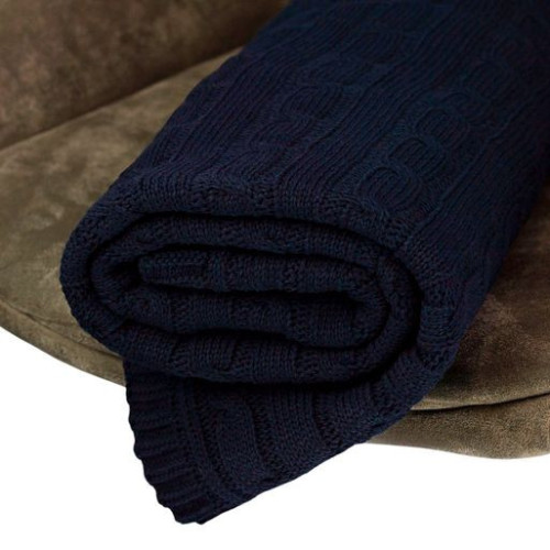 Плед Фадо (Fado) вязаный, синий (без подарочной коробки)