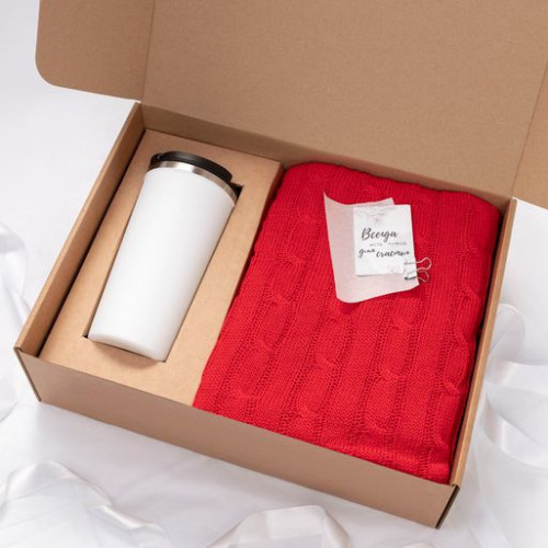 Плед Фадо (Fado) вязаный, красный (без подарочной коробки)