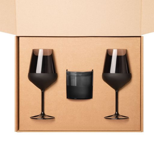 Доп. ложемент под свечу (арт. 73077) + 2 бокала для вина в большую универсальную коробку, крафт (арт. 21005.020)