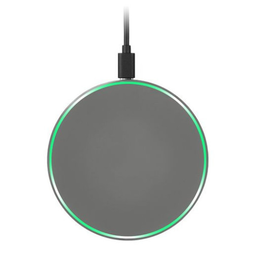 Беспроводное зарядное устройство с подсветкой 15W Аурис (Auris), серое