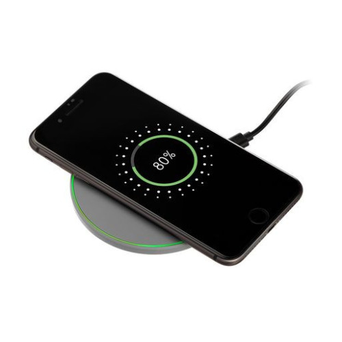 Беспроводное зарядное устройство с подсветкой 15W Аурис (Auris), серое