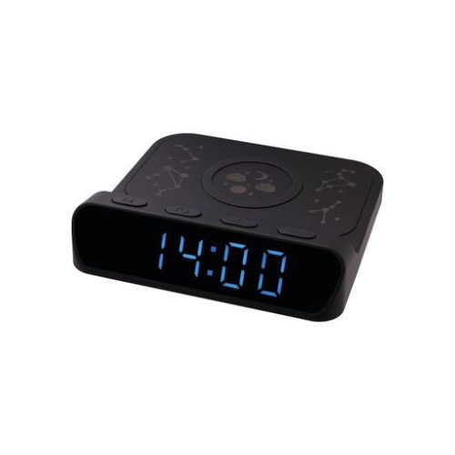 Зарядная станция с часами 15W Rigel, черная Зарядная станция с часами 15W Rigel, черная