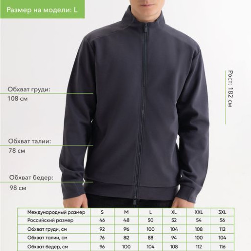 Толстовка на молнии Астин (Astin), антрацит