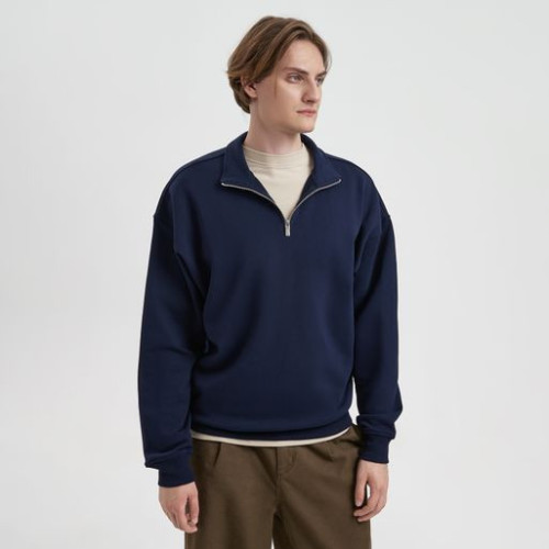 Толстовка на молнии унисекс Флоу (Flow), темно-синяя Толстовка на молнии унисекс Флоу (Flow), темно-синяя