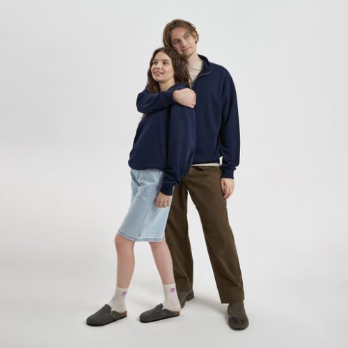 Толстовка на молнии унисекс Флоу (Flow), темно-синяя Толстовка на молнии унисекс Флоу (Flow), темно-синяя