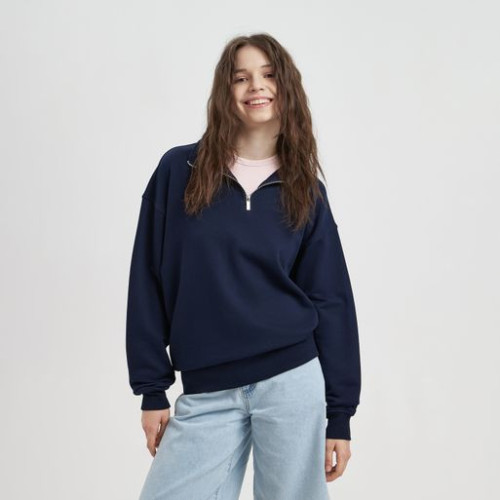 Толстовка на молнии унисекс Флоу (Flow), темно-синяя Толстовка на молнии унисекс Флоу (Flow), темно-синяя