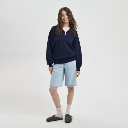 Толстовка на молнии унисекс Флоу (Flow), темно-синяя Толстовка на молнии унисекс Флоу (Flow), темно-синяя