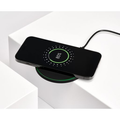 Беспроводное зарядное устройство с подсветкой 15W Аурис (Auris), черное