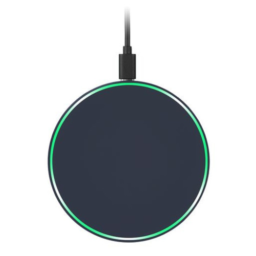 Беспроводное зарядное устройство с подсветкой 15W Аурис (Auris), синее