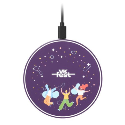 Беспроводное зарядное устройство с подсветкой 15W Аурис (Auris), фиолетовое