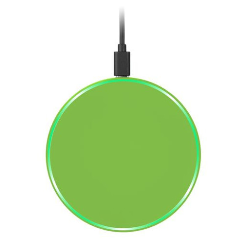 Беспроводное зарядное устройство с подсветкой 15W Аурис (Auris), салатовое